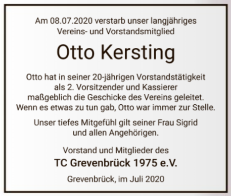 Nachruf Otto Kersting
